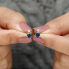 1 CT Simple Pear Cut Blue Sapphire and Round Diamond Two Stone Stud Earrings Blue Sapphire - ( AAA ) - Quality - Rosec Jewels
