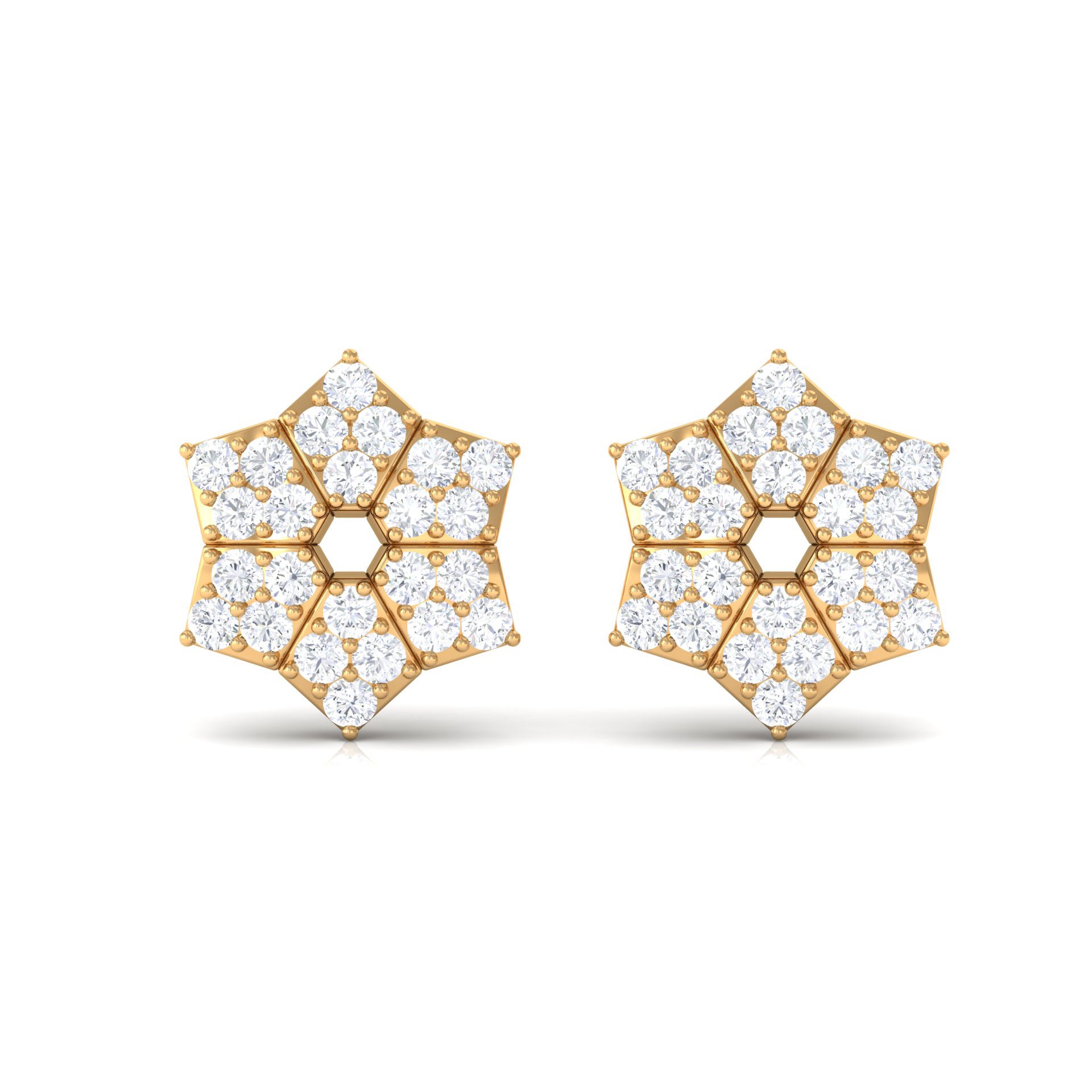 Rosec Jewels-1/4 CT Round Diamond Classic Flower Stud Earrings