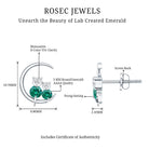 Lab Created Emerald Cat and Moon Stud Earrings AAAA - Rosec Jewels