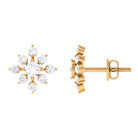 Classic Floral Stud Earrings with Round Cut Moissanite Moissanite - ( D-VS1 ) - Color and Clarity - Rosec Jewels