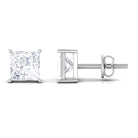 Solitaire Certified Moissanite Princess Cut Stud Earrings in Gold Moissanite - ( D-VS1 ) - Color and Clarity - Rosec Jewels