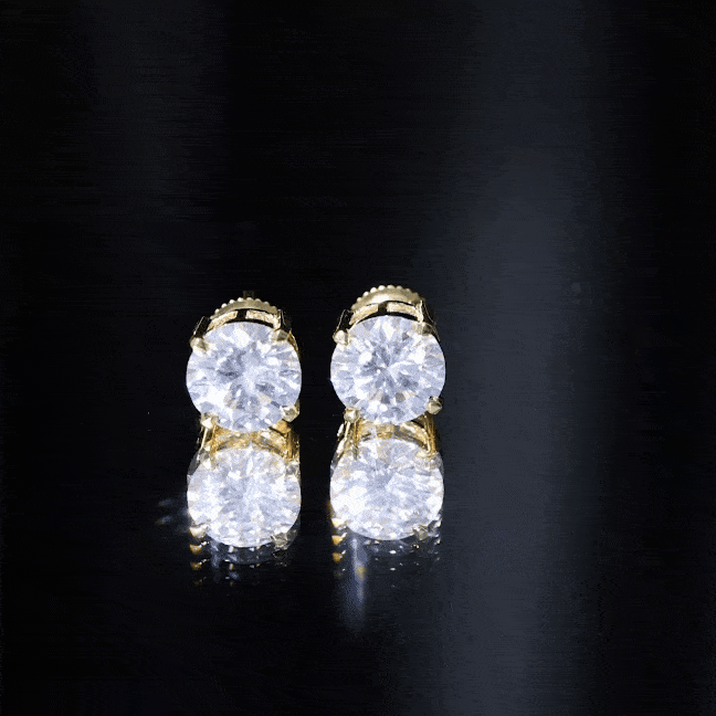 4.2 Carat Round Cut Moissanite Solitaire Stud Earrings D-VS1 - Rosec Jewels