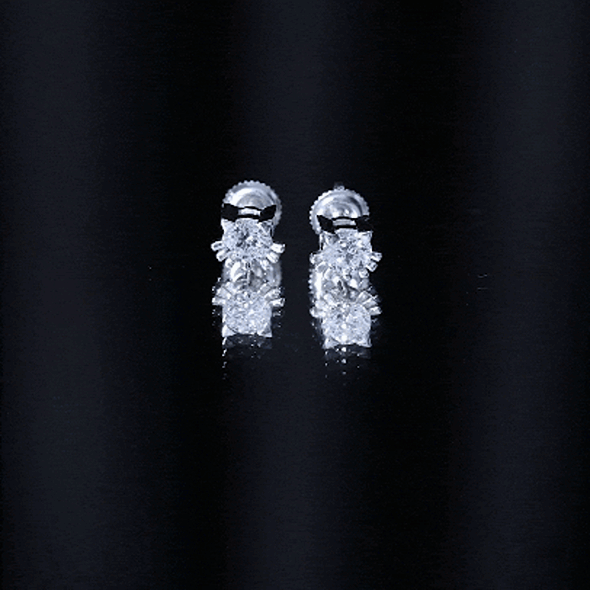 1 CT Solitaire Moissanite Cat Stud Earrings with Screw Back D-VS1 - Rosec Jewels