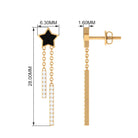 Moissanite Chain Star Dangle Earrings with Black Enamel Moissanite - ( D-VS1 ) - Color and Clarity - Rosec Jewels