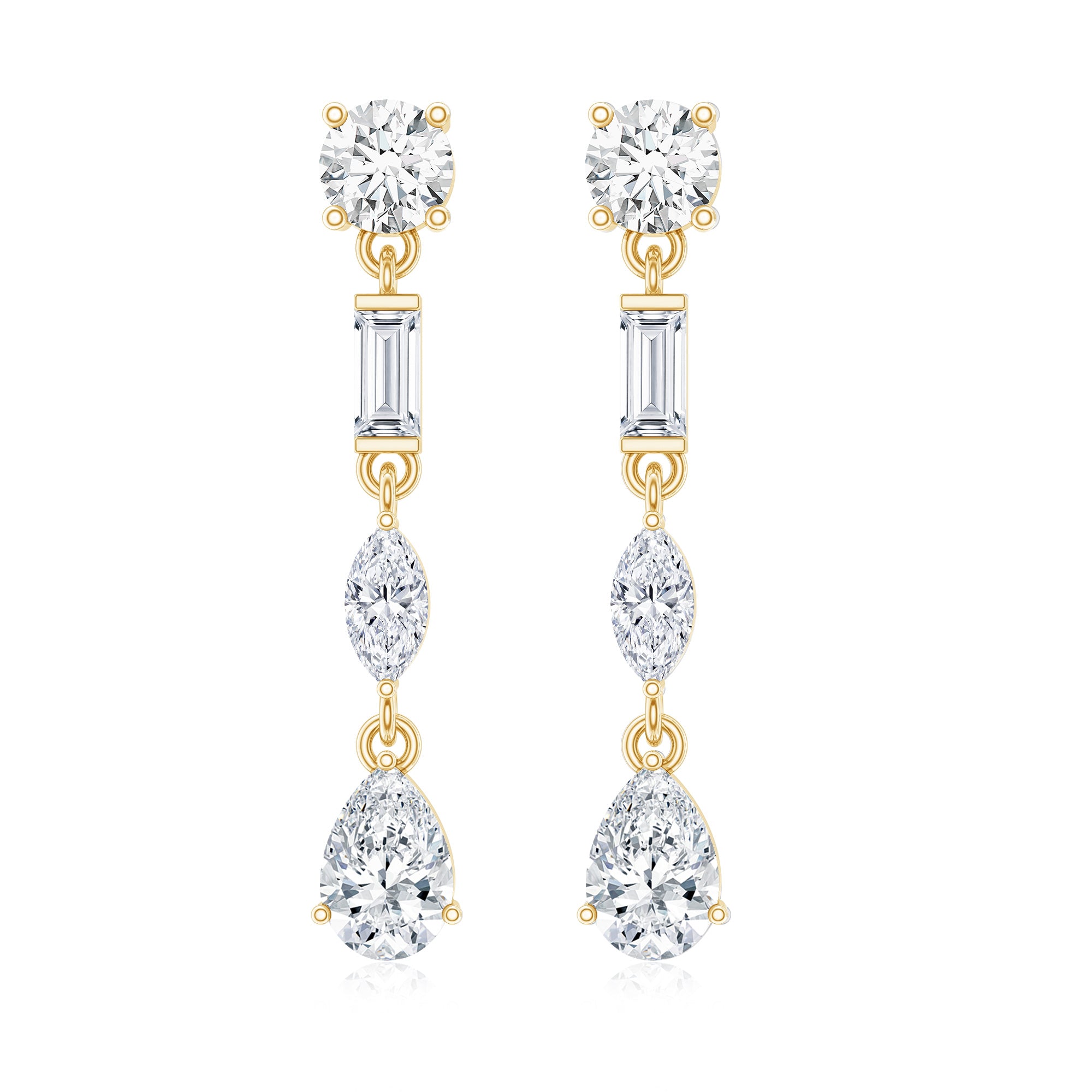 Certified Moissanite Wedding Dangle Earrings For Bride D-VS1 - Rosec Jewels