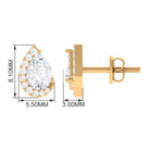 Pear Cut Simulated Diamond Stud Earrings with Half Halo Zircon - ( AAAA ) - Quality - Rosec Jewels