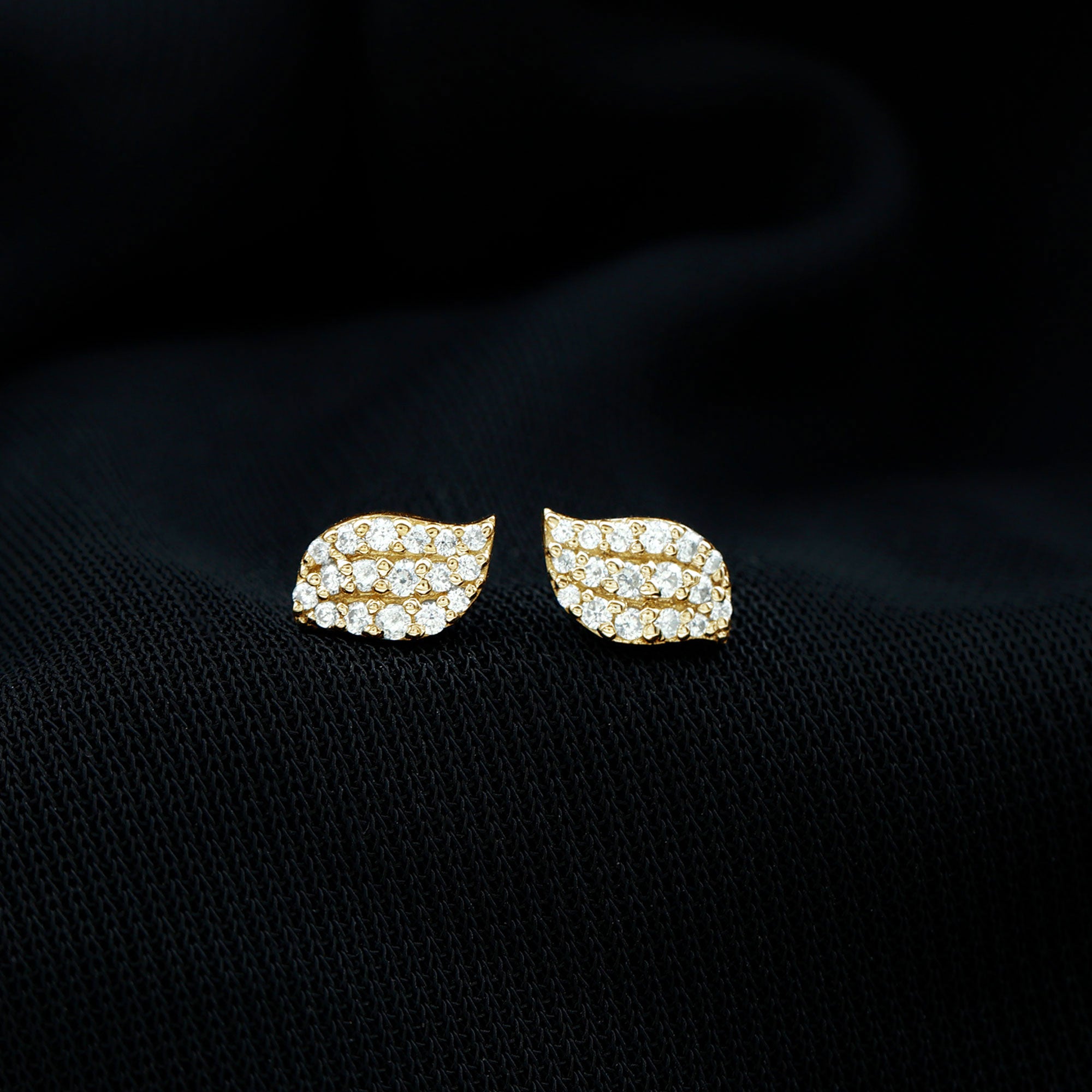 1/4 CT Certified Moissanite Leaf Stud Earrings in Pave Setting D-VS1 - Rosec Jewels