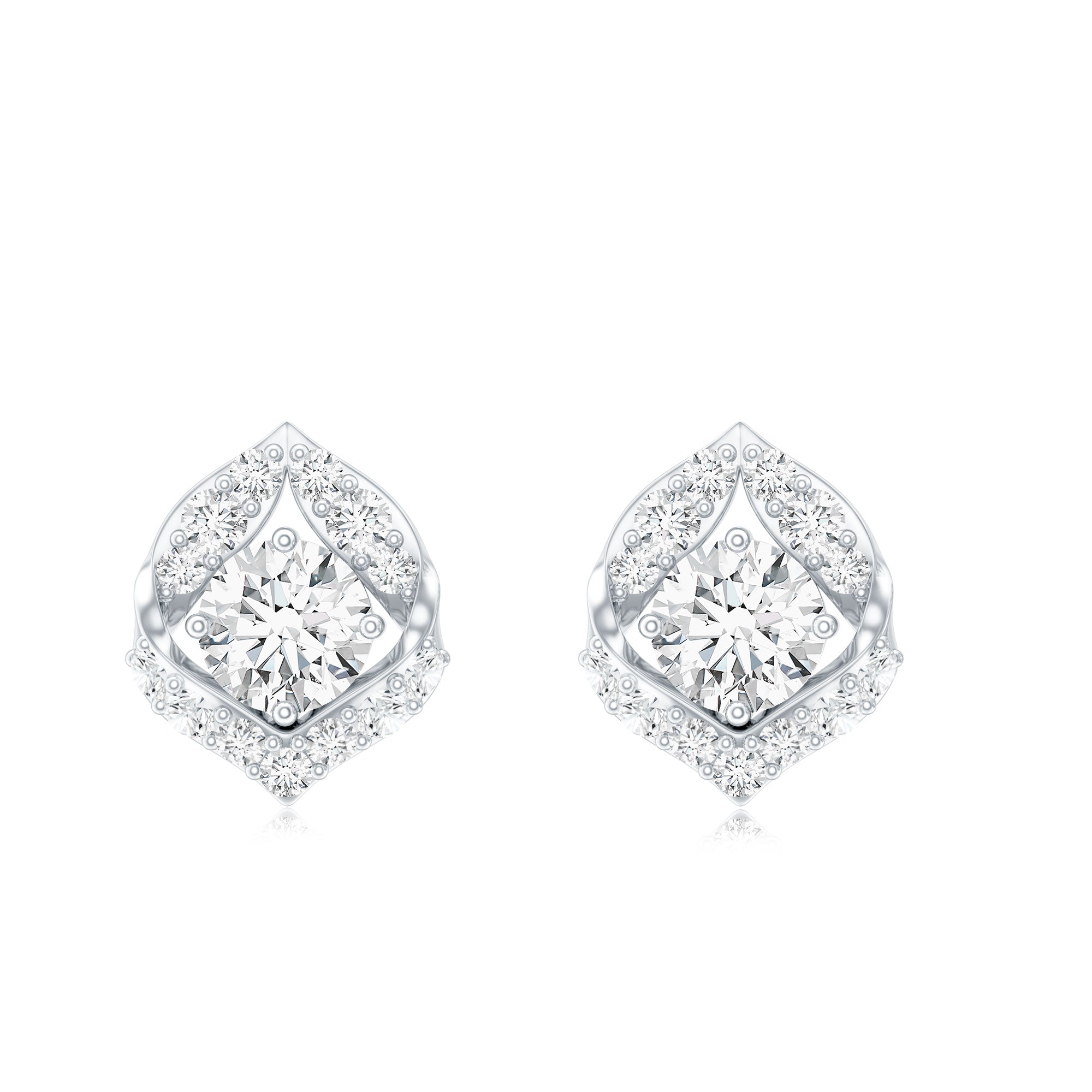 1 CT Moissanite Petal Stud Earrings with Screw Back D-VS1 - Rosec Jewels