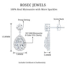 2.50 CT Moissanite Bridal Dangle Earrings in Prong Setting D-VS1 - Rosec Jewels