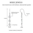 Certified Moissanite Dangling Wedding Earrings for Bride D-VS1 - Rosec Jewels
