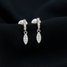 Illusion Set Dainty Moissanite Minimal Leaf Dangle Earrings Moissanite - ( D-VS1 ) - Color and Clarity - Rosec Jewels