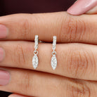 Illusion Set Dainty Moissanite Minimal Leaf Dangle Earrings Moissanite - ( D-VS1 ) - Color and Clarity - Rosec Jewels