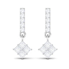 Princess and Round Cut Zircon Bar Dangle Earrings Zircon - ( AAAA ) - Quality - Rosec Jewels