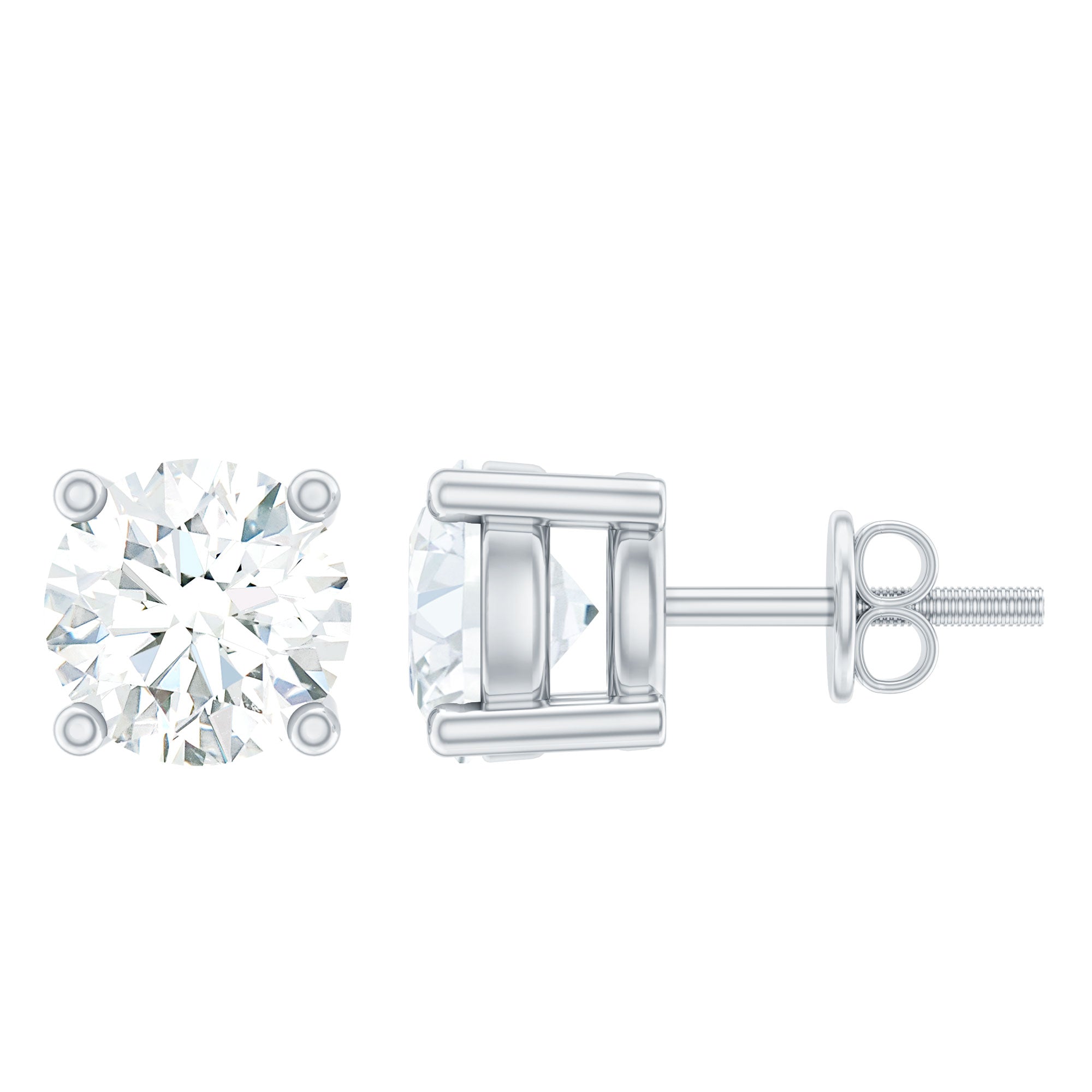 Certified Lab Grown Diamond 4 Prong Stud Earrings Lab - ( EF-VS ) - Rosec Jewels