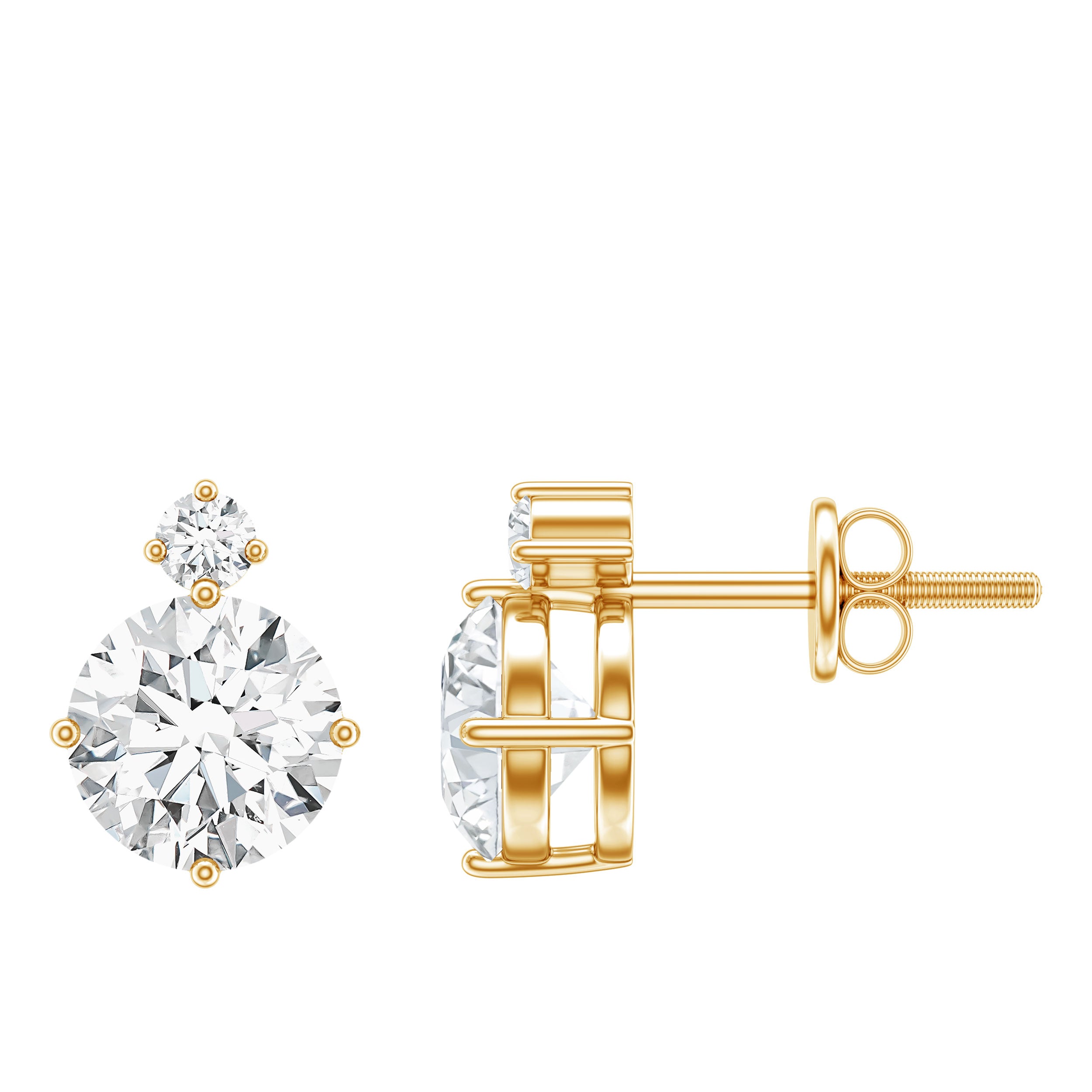 Lab 6 MM Round Diamond Solitaire Stud Earrings Lab - ( EF-VS ) - Rosec Jewels