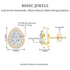 Pear Shape Lab Grown Diamond Classic Halo Stud Earrings Lab - ( EF-VS ) - Rosec Jewels