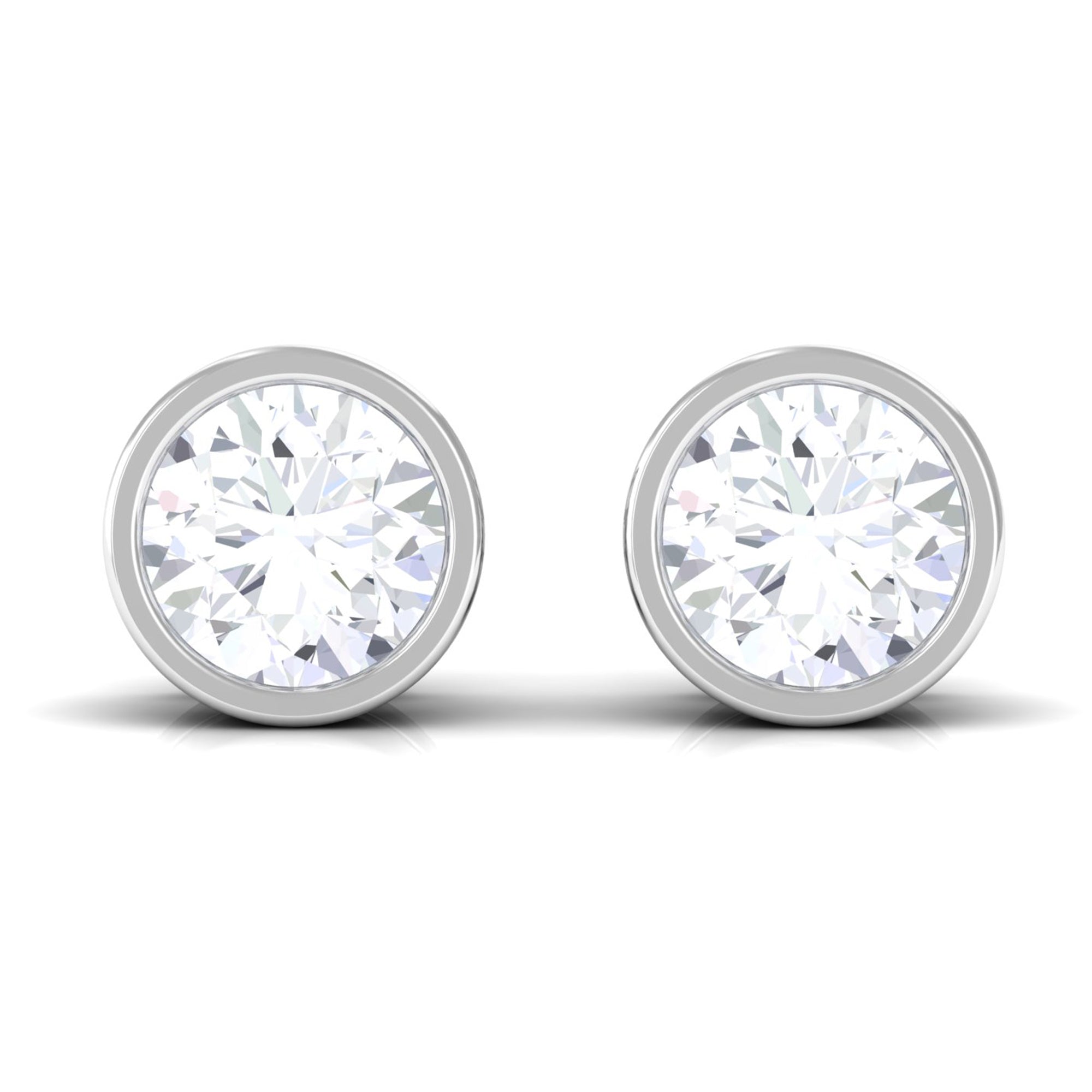 Simple Solitaire Stud Earrings with Lab Grown Diamond Lab Grown Diamond - ( EF-VS ) - Color and Clarity - Rosec Jewels