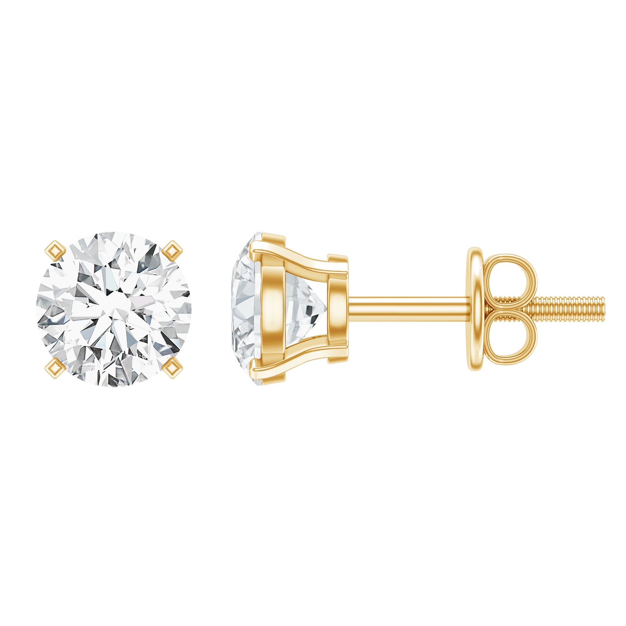 Rosec Jewels-Certified 1 Carat Lab Grown Diamond Stud Earrings with Screw Back