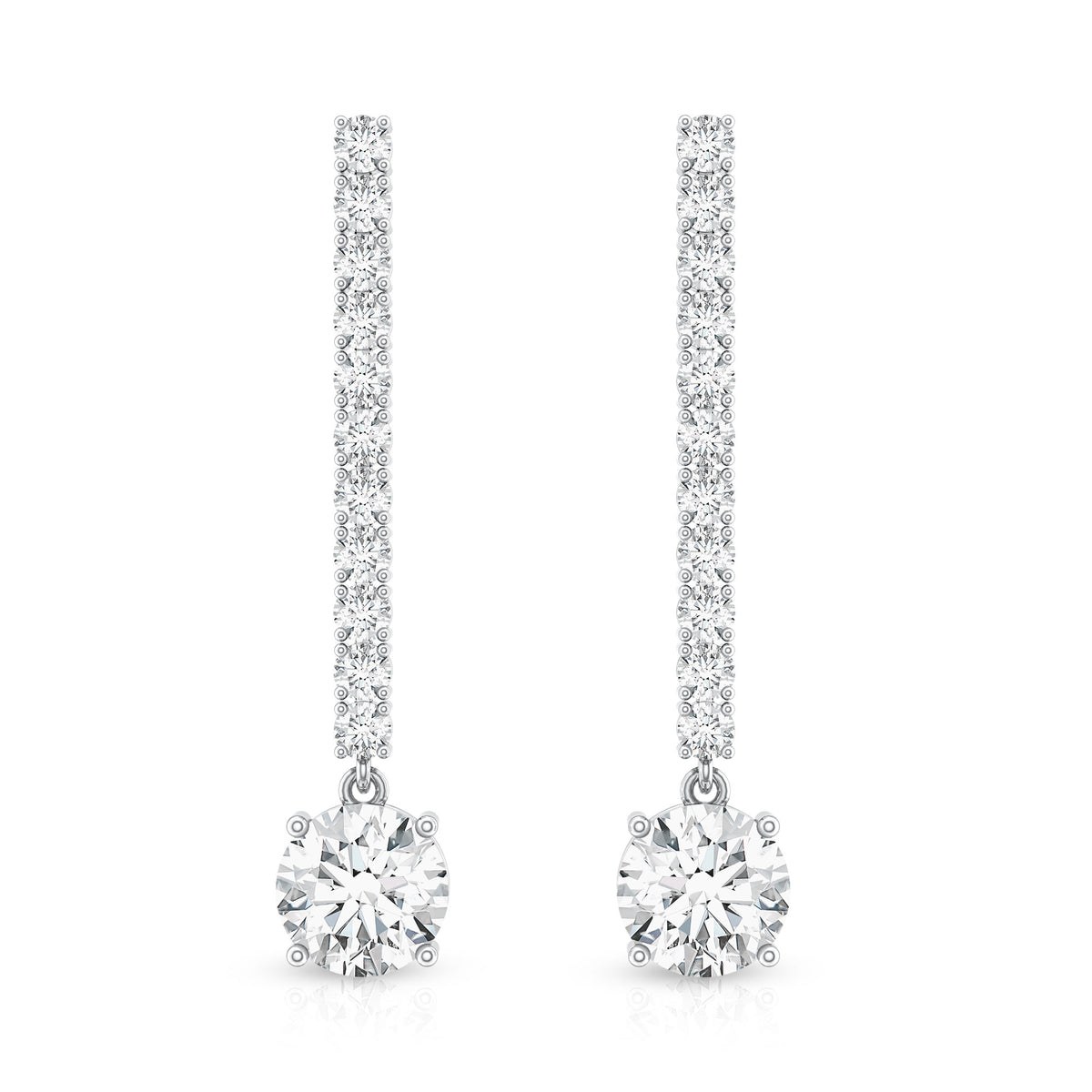 2 Carat Lab Grown Diamond Drop Earrings with IGI Certificate Lab - ( E-VS1 ) - Rosec Jewels