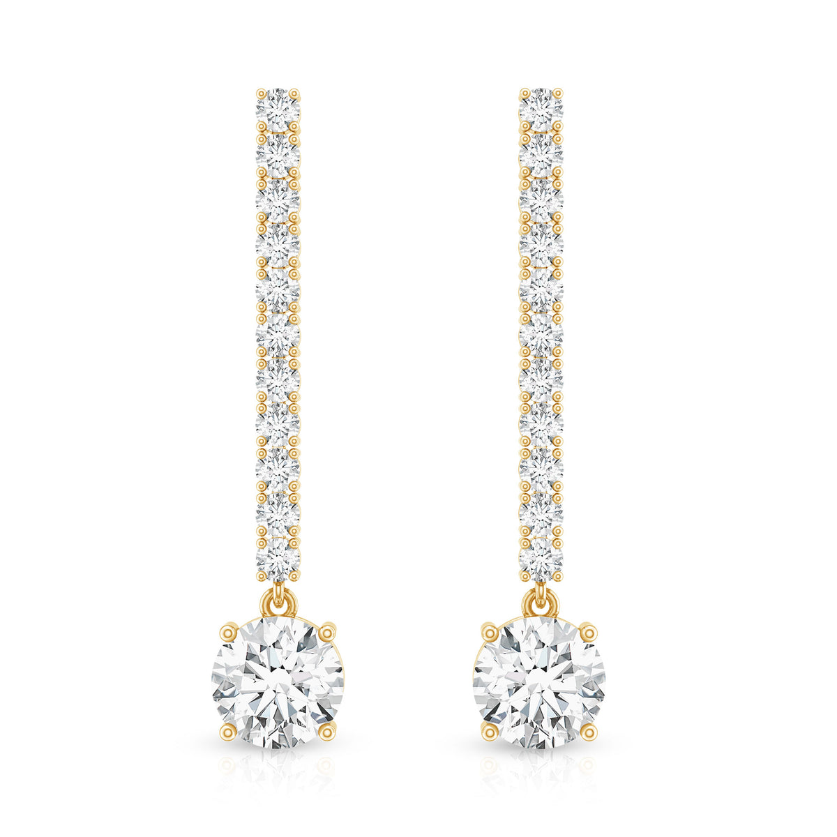 2 Carat Lab Grown Diamond Drop Earrings with IGI Certificate Lab - ( E-VS1 ) - Rosec Jewels