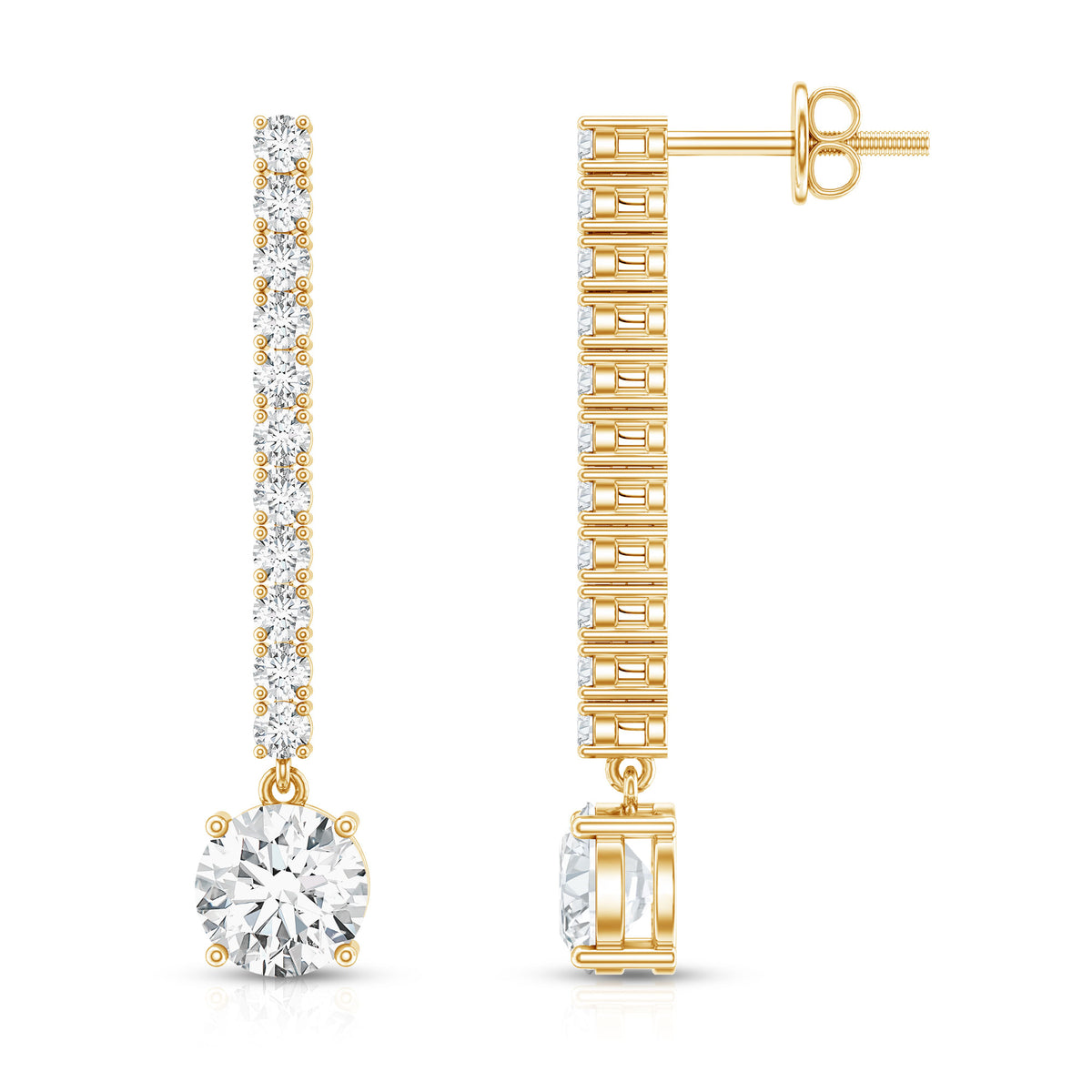 2 Carat Lab Grown Diamond Drop Earrings with IGI Certificate Lab - ( E-VS1 ) - Rosec Jewels