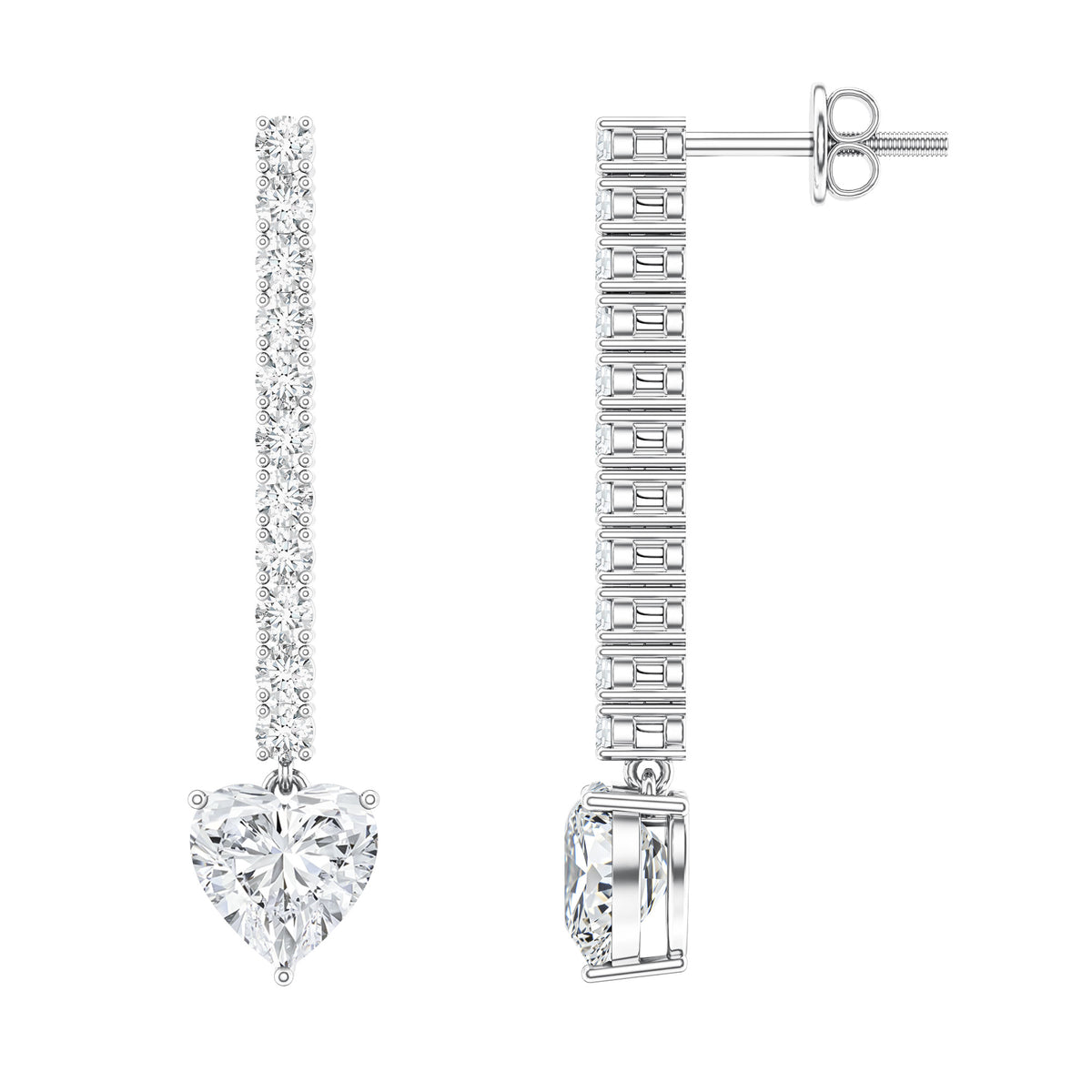 Lab Grown 2 Carat Diamond Bridal Drop Earrings with IGI Certificate Lab - ( E-VS1 ) - Rosec Jewels