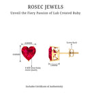 Heart Shape Created Ruby Solitaire Stud Earrings Lab Created Ruby - ( AAAA ) - Quality - Rosec Jewels