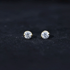 Solitaire Round Cut Moissanite Gold Stud Earrings Moissanite - ( D-VS1 ) - Color and Clarity - Rosec Jewels