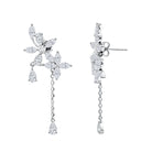 Certified Lab Grown Diamond Flower Dangle Drop Earrings Lab - ( EF-VS ) - Rosec Jewels