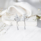 Certified Lab Grown Diamond Flower Dangle Drop Earrings Lab - ( EF-VS ) - Rosec Jewels