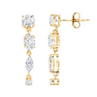 Multi Shape Lab Grown Diamond Dangle Earrings For Bride Lab - ( EF-VS ) - Rosec Jewels