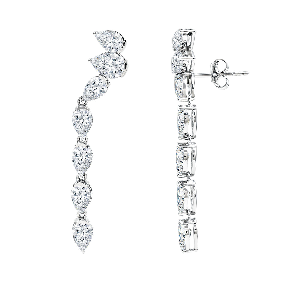 Pear Shape Lab Grown Diamond Dangling Earrings for Women Lab - ( EF-VS ) - Rosec Jewels