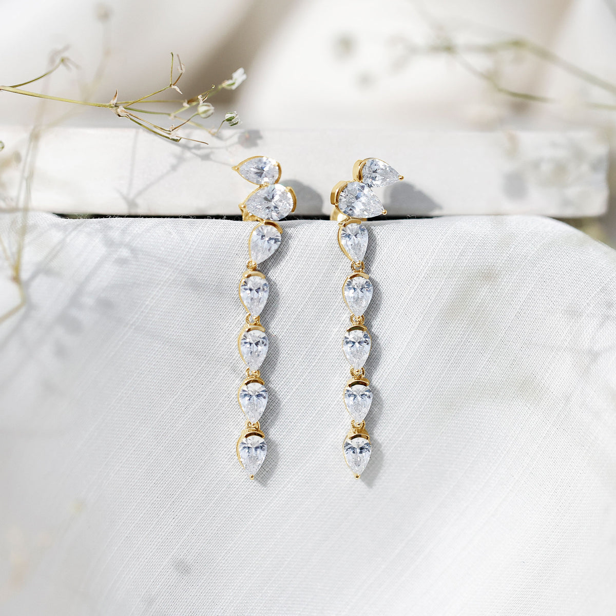 Pear Shape Lab Grown Diamond Dangling Earrings for Women Lab - ( EF-VS ) - Rosec Jewels