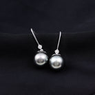 16 Carat Tahitian Black Pearl Dangling Earrings with Diamond AAA - Rosec Jewels