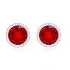 Round Cut Lab Created Ruby Martini Stud Earrings AAAA - Rosec Jewels