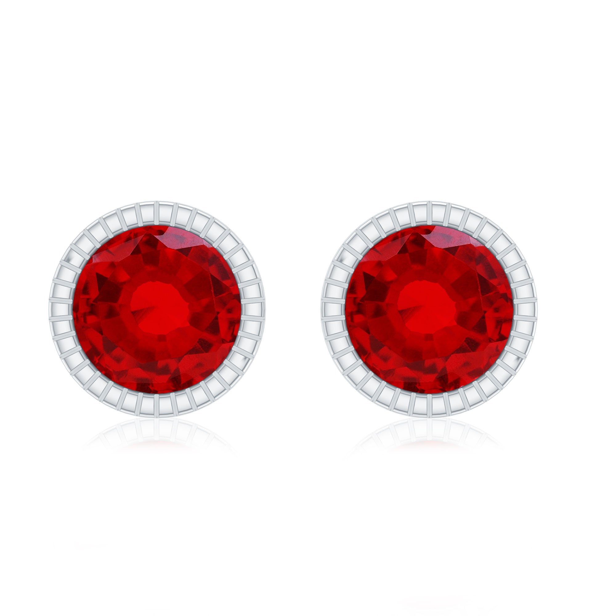 Round Cut Lab Created Ruby Martini Stud Earrings AAAA - Rosec Jewels