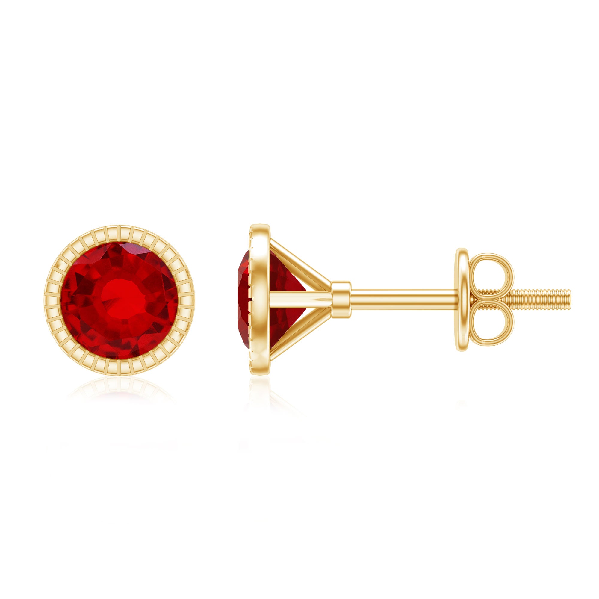 Round Cut Lab Created Ruby Martini Stud Earrings AAAA - Rosec Jewels