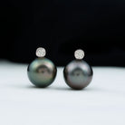 Genuine Tahitian Black Pearl Stud Earrings For Women AAA - Rosec Jewels