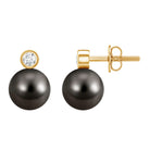 Genuine Tahitian Black Pearl Stud Earrings For Women AAA - Rosec Jewels
