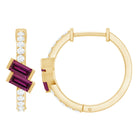 Rosec Jewels-Rhodolite Garnet Hinged Hoop Earrings in Gold Plated Silver
