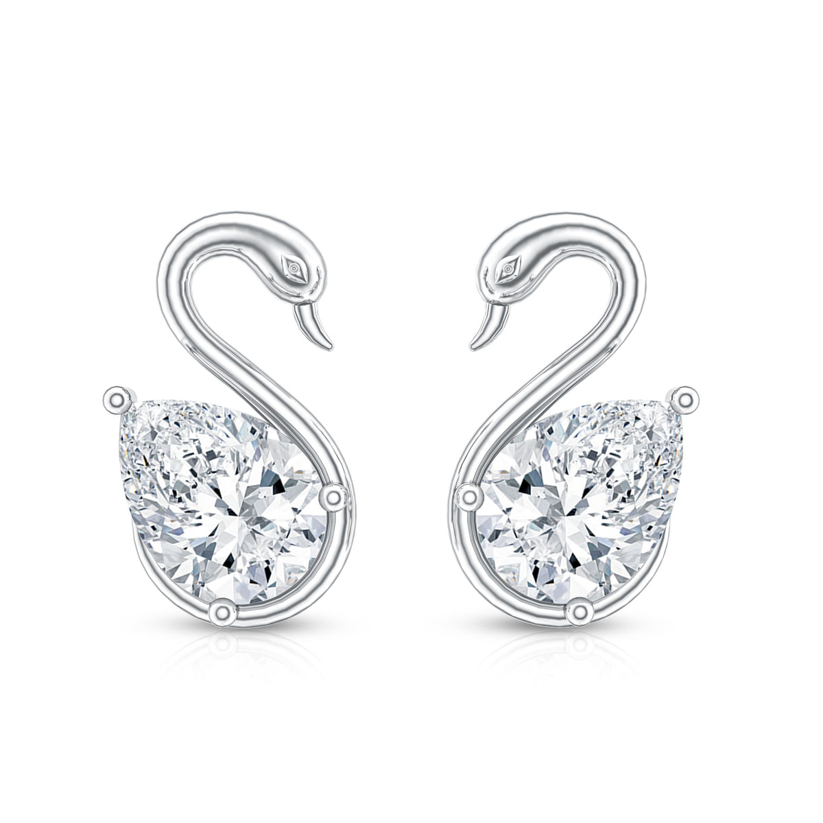 Certified Lab Grown Diamond Swan Stud Earrings Lab - ( EF-VS ) - Rosec Jewels