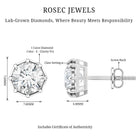 IGI Authenticated Lab Grown Diamond 2 Carat Stud Earrings with 8 Prongs Secure Setting Lab - ( E-VS1 ) - Rosec Jewels