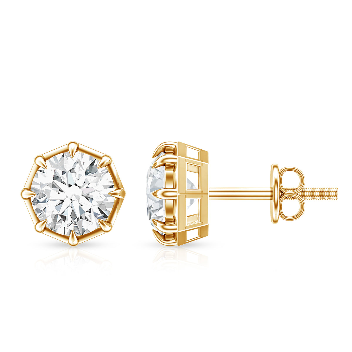 IGI Authenticated Lab Grown Diamond 2 Carat Stud Earrings with 8 Prongs Secure Setting Lab - ( E-VS1 ) - Rosec Jewels
