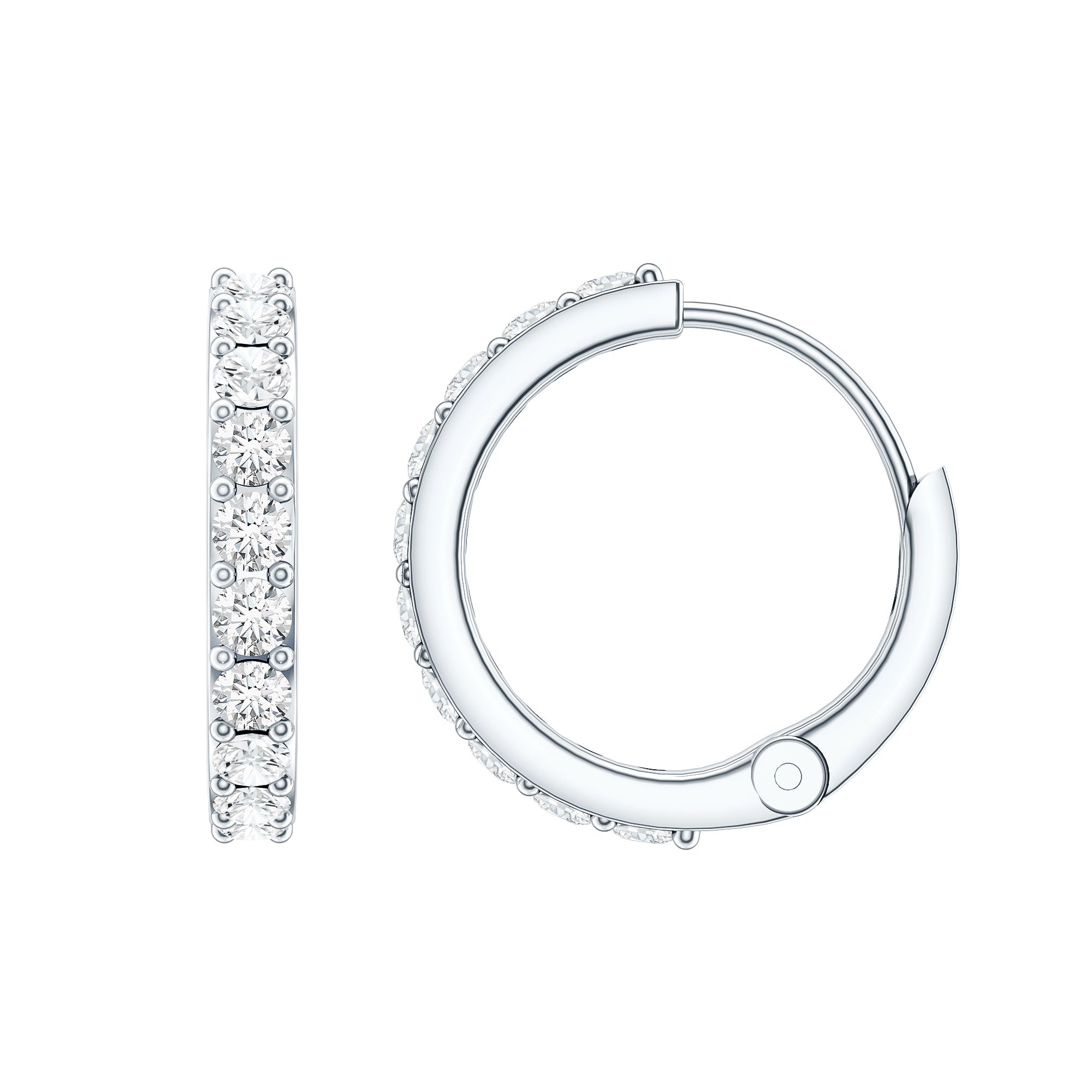 Certified Diamond Small Hoop Earrings Natural - ( HI-SI ) - Rosec Jewels