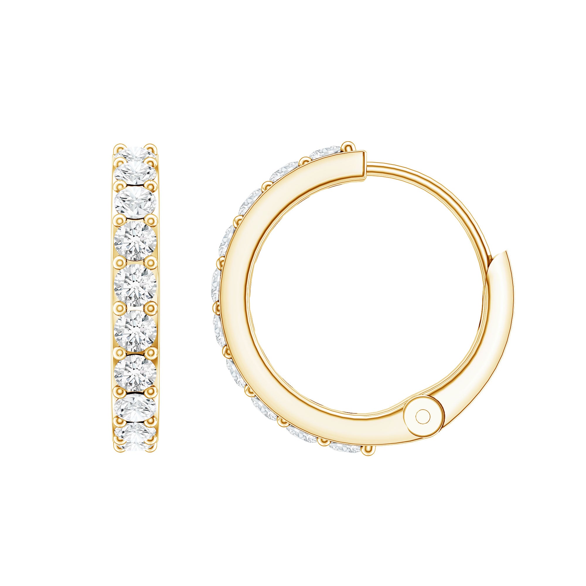 Certified Diamond Small Hoop Earrings Natural - ( HI-SI ) - Rosec Jewels