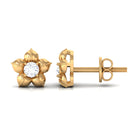 Rosec Jewels-Diamond Flower Petal Stud Earrings in Prong Setting