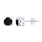 5MM Round Lab Created Black Diamond Cat Stud Earrings AAAA ( Synthetic ) - Rosec Jewels