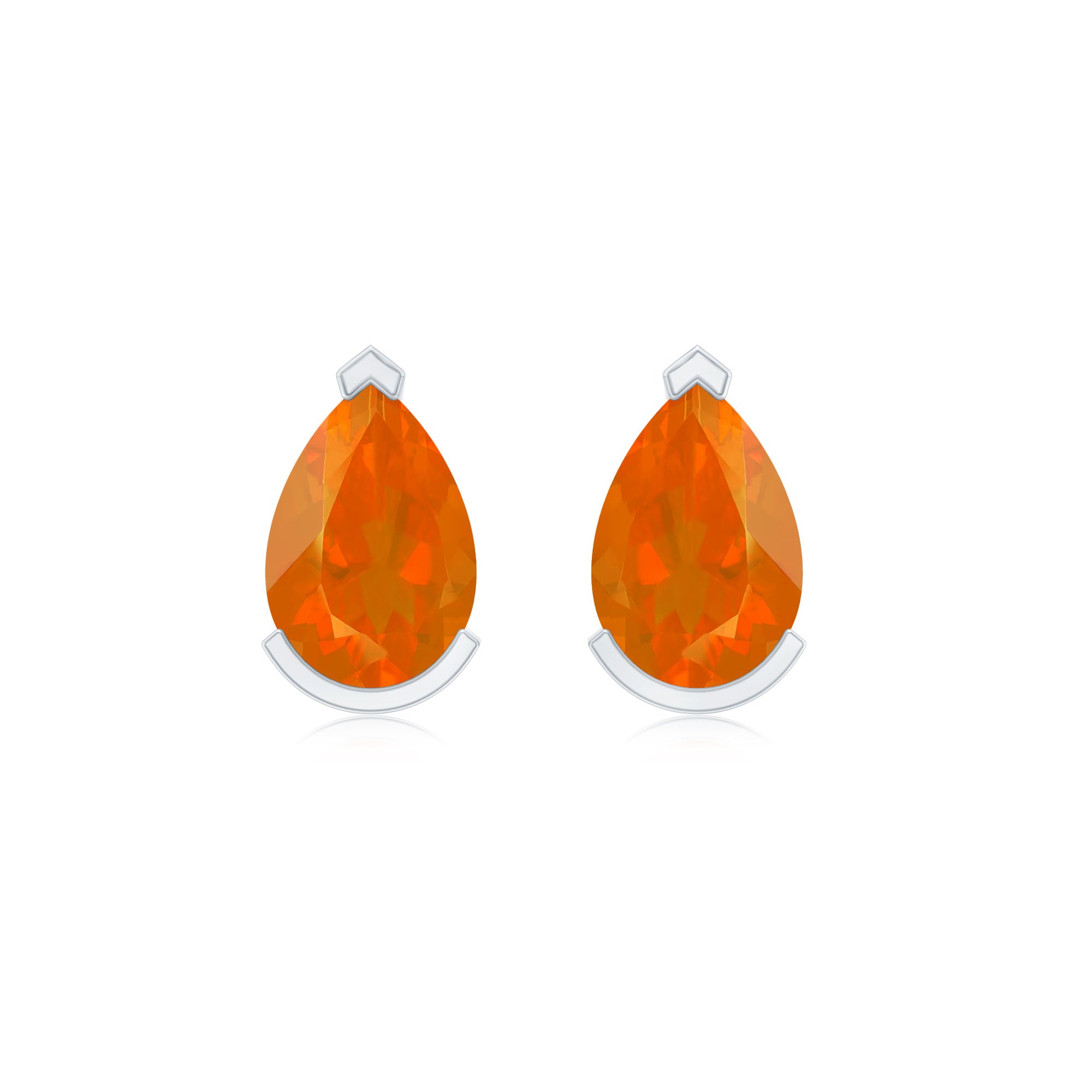Natural 1 Carat Fire Opal Teardrop Stud Earrings AAA - Rosec Jewels
