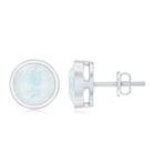 Real Moonstone Solitaire Stud Earrings in Bezel Setting AAA - Rosec Jewels