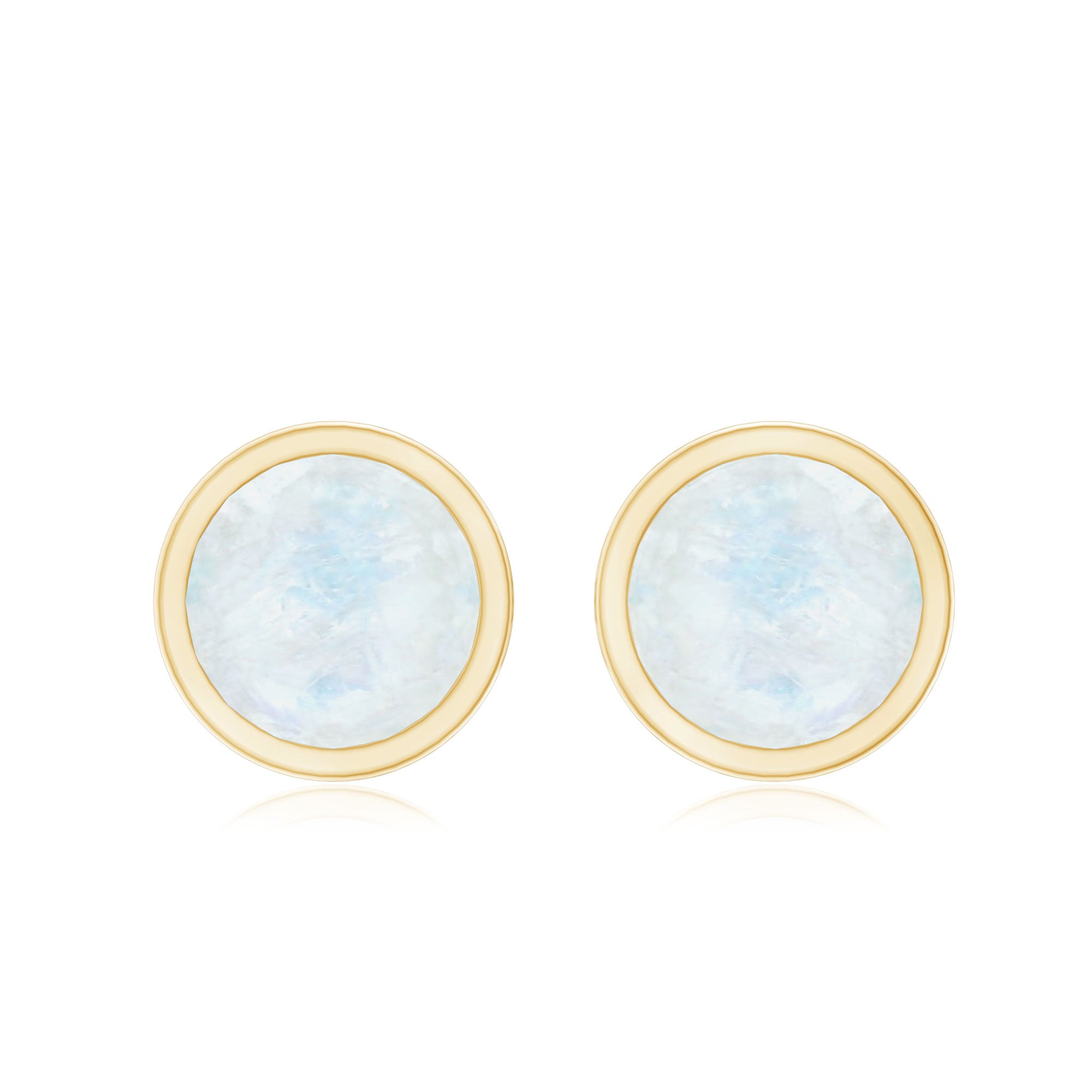 Real Moonstone Solitaire Stud Earrings in Bezel Setting AAA - Rosec Jewels